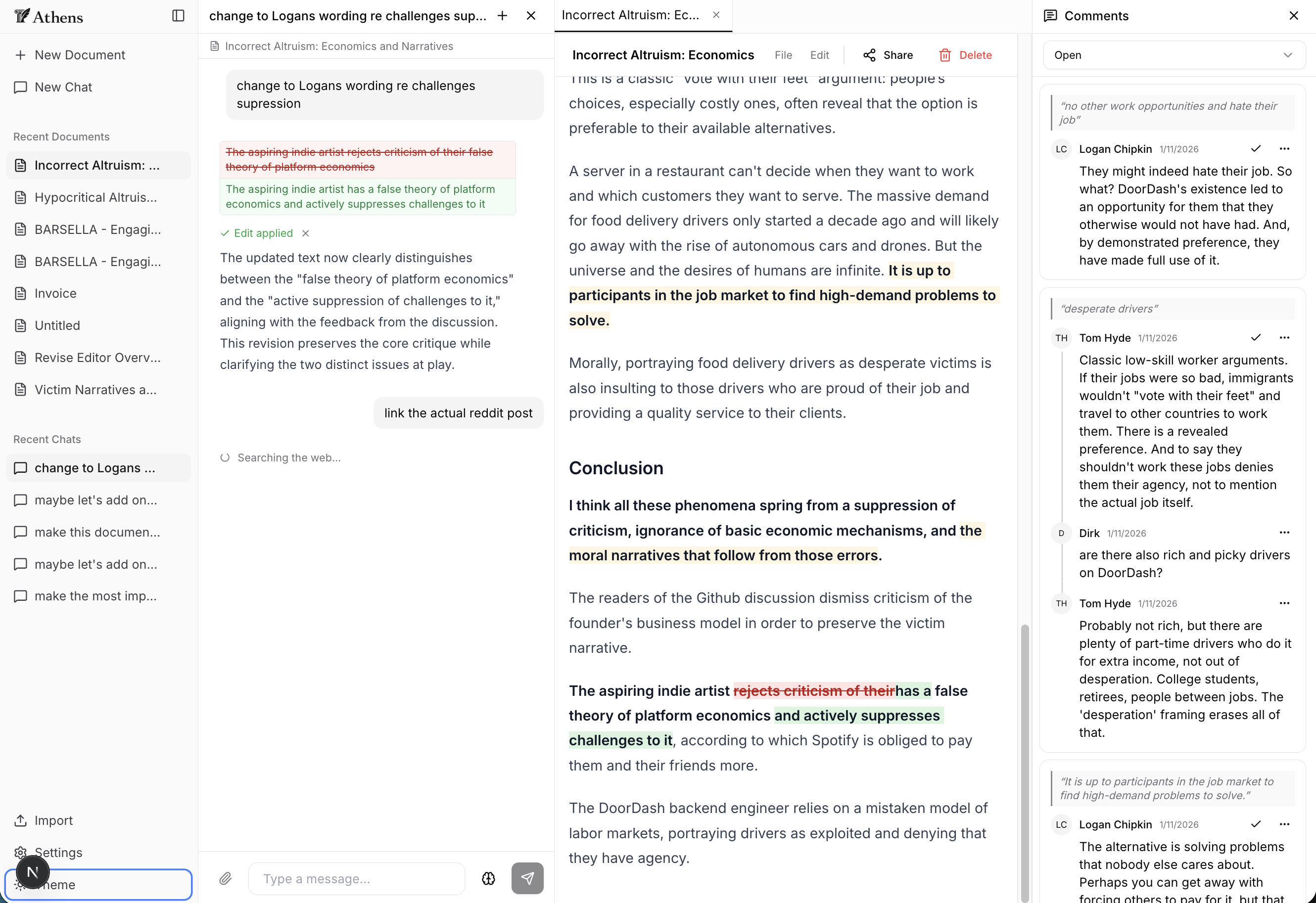 Athens - AI-powered writing tool
